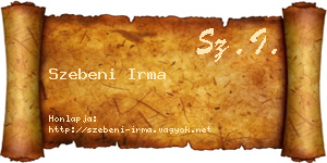 Szebeni Irma névjegykártya
